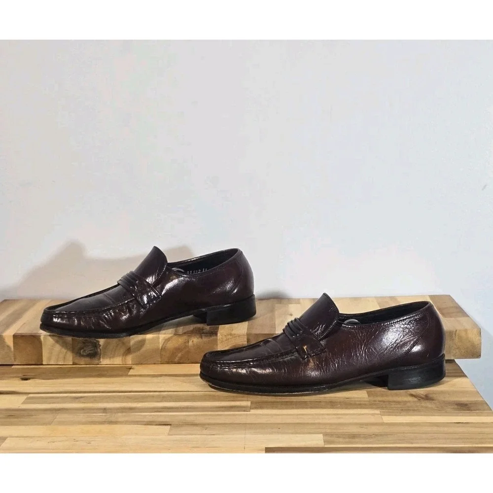 Florsheim Men's Brown Leather Loafers Size 8D Slip-On Shoes Made‎ in India